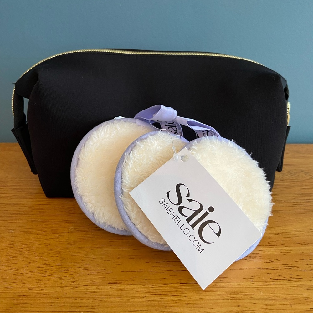 Tarte Cosmetics Neoprene Makeup bag AND Saie Reusable Beauty Rounds Bundle